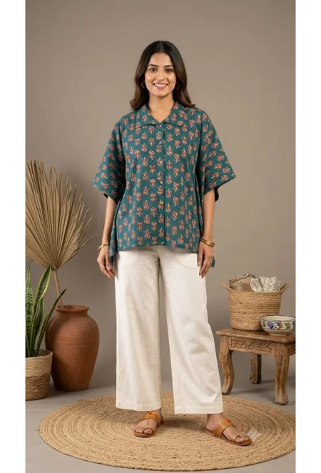 K 924 Vol 3 By Naisha Cotton Printed Ladies Kaftan Style Shirt Tops 